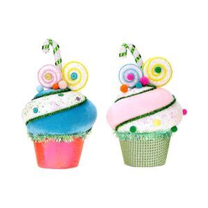 Mark Roberts Set Of 2 Cupcake Decorations, Multicolor